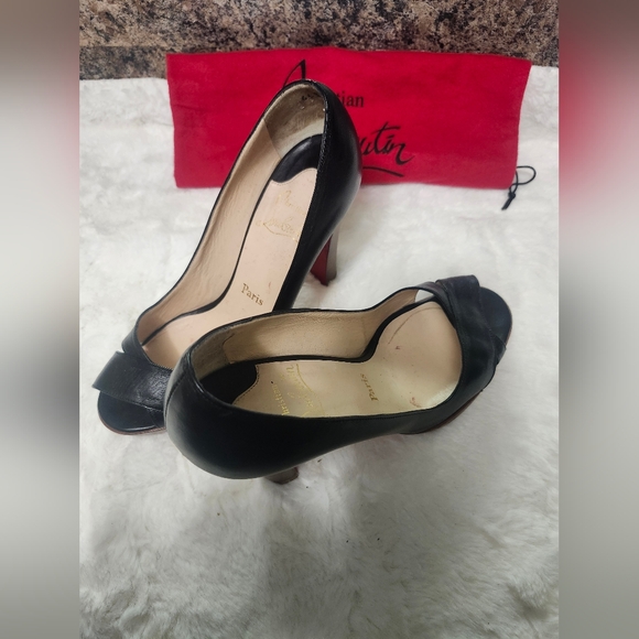 Black Christian Louboutin Women's Peep Toe Heels - Picture 2 of 6